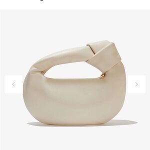 NWT Melie Bianco Bag Alexandra Cream Shoulder Bag Knot Handle Gold-tone Zipper